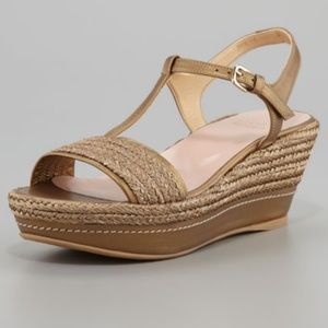 Stuart Weitzman Flatty Old Gold Platform Sandals